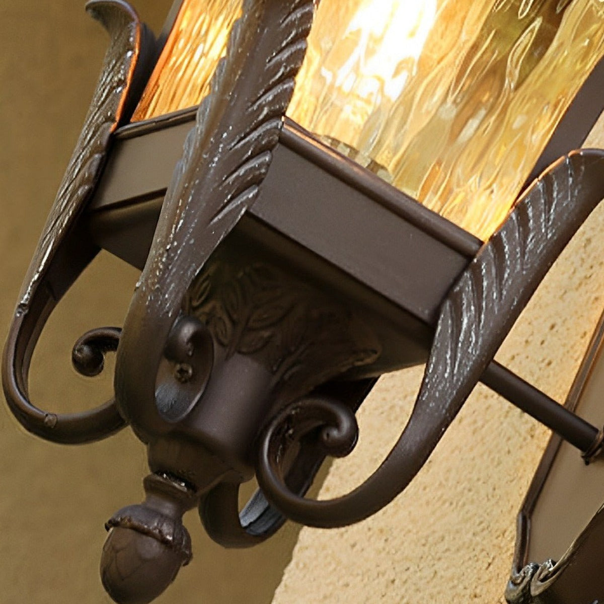 Feathered Crown Porch Lantern, Coffee Die Cast Aluminum Wall Light 5