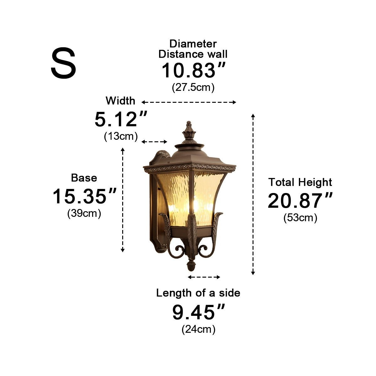 Feathered Crown Porch Lantern, Coffee Die Cast Aluminum Wall Light 6