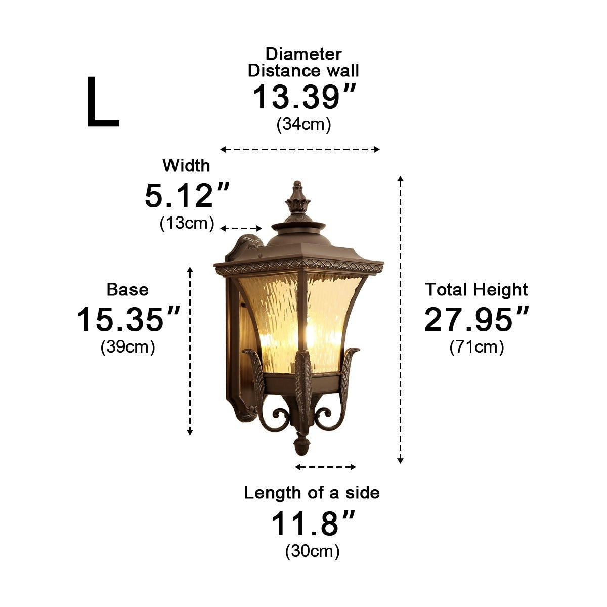 Feathered Crown Porch Lantern, Coffee Die Cast Aluminum Wall Light 7