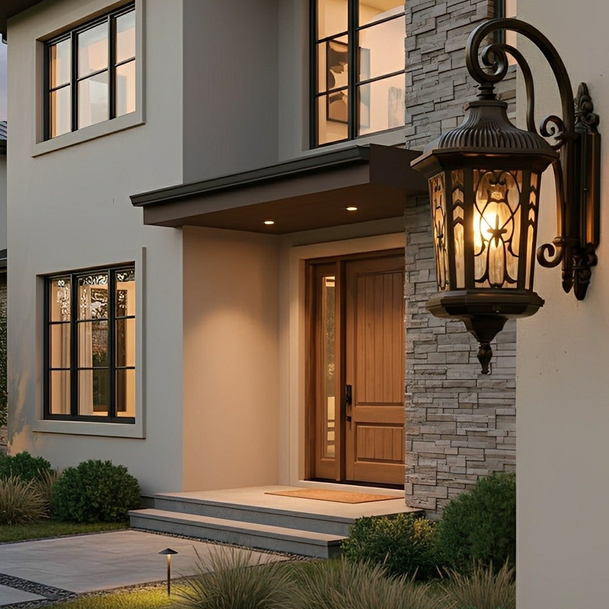 Filigree Scroll Wall Lantern, Die Cast Aluminum Porch Light 3