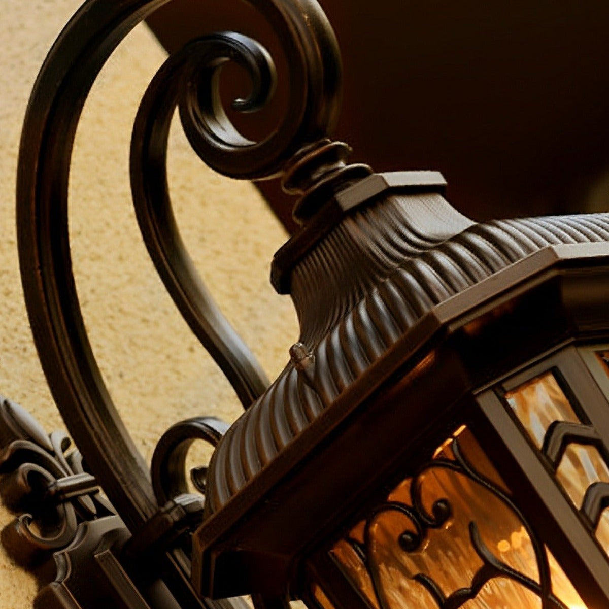 Filigree Scroll Wall Lantern, Die Cast Aluminum Porch Light 6