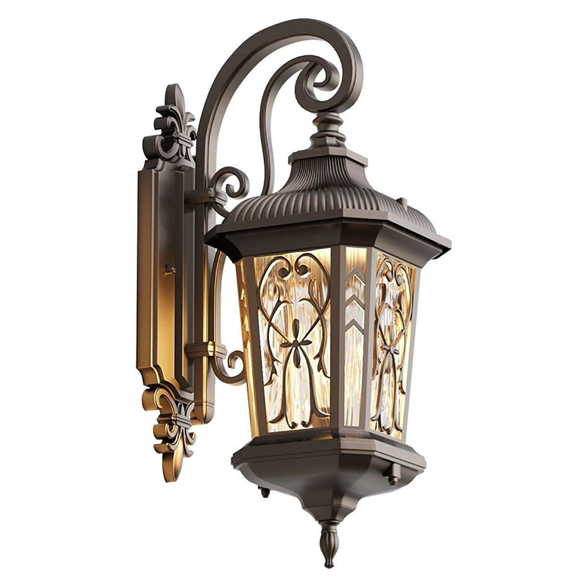 Filigree Scroll Wall Lantern, Die Cast Aluminum Porch Light 9