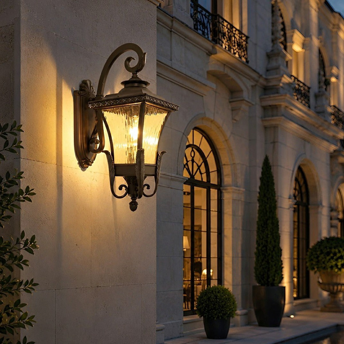 Flared Square Lantern Porch Light, Coffee Aluminum Wall Sconce
