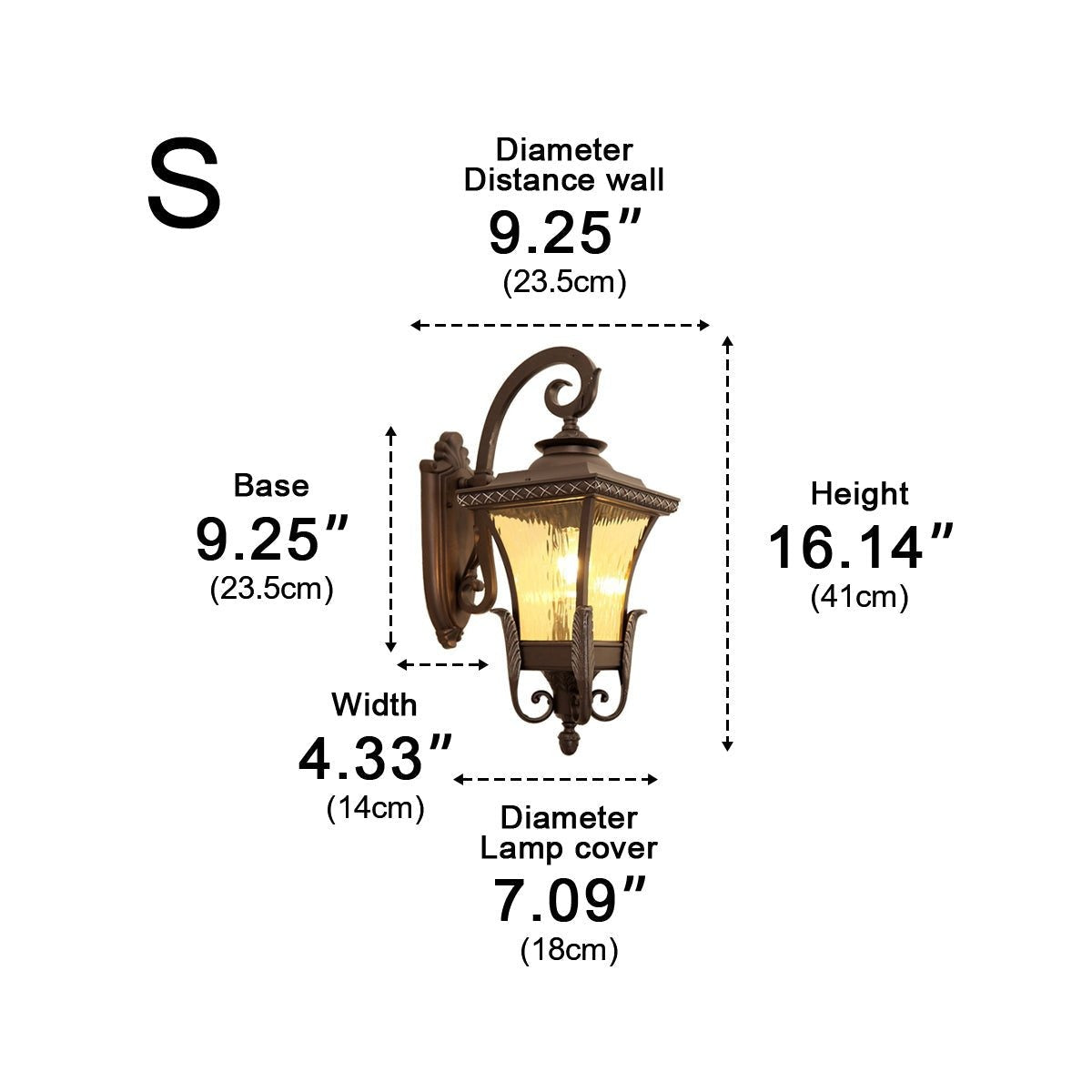 Flared Square Lantern Porch Light, Coffee Aluminum Wall Sconce 10