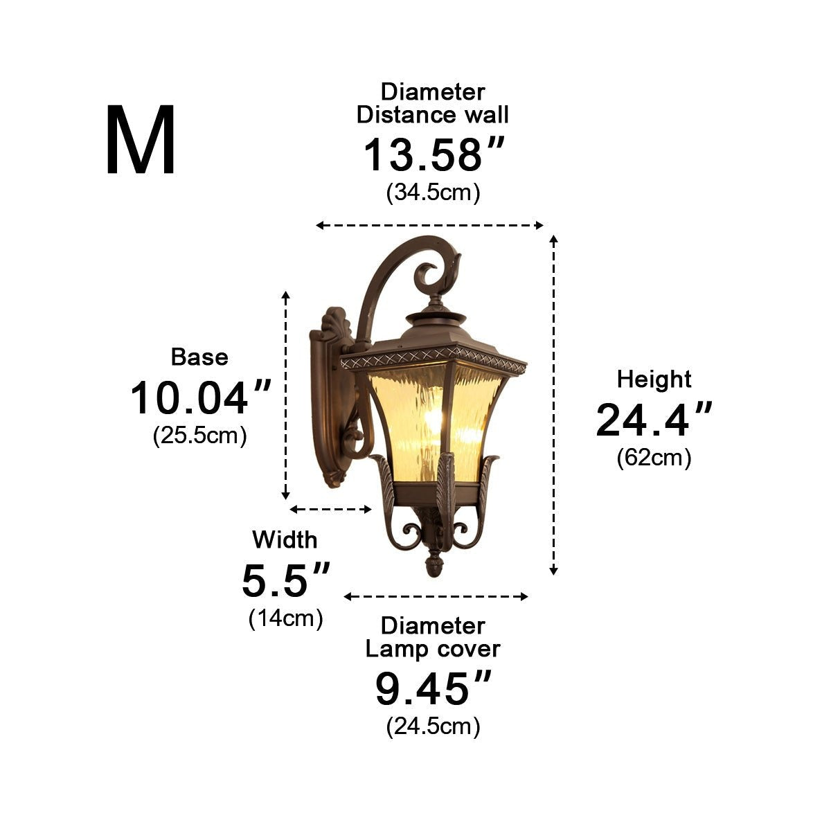 Flared Square Lantern Porch Light, Coffee Aluminum Wall Sconce 11