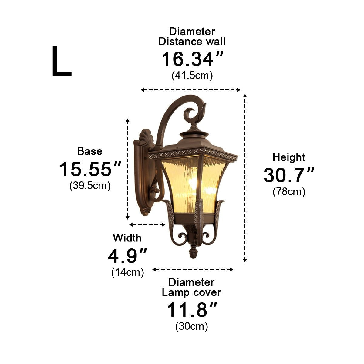 Flared Square Lantern Porch Light, Coffee Aluminum Wall Sconce 12