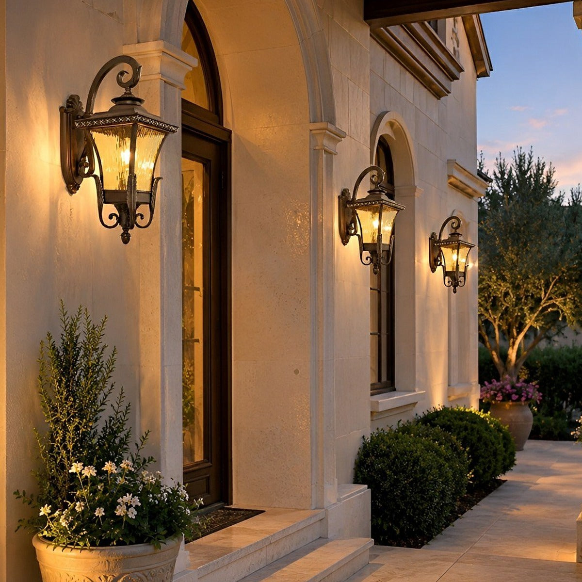 Flared Square Lantern Porch Light, Coffee Aluminum Wall Sconce 3