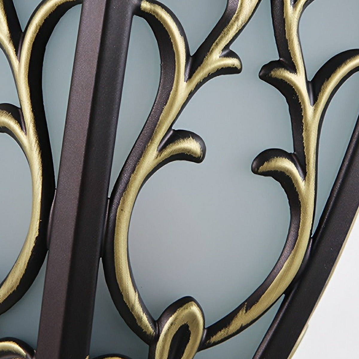 Floral Scroll Lantern Porch Light, Black Coffee Aluminum Wall Sconce 15