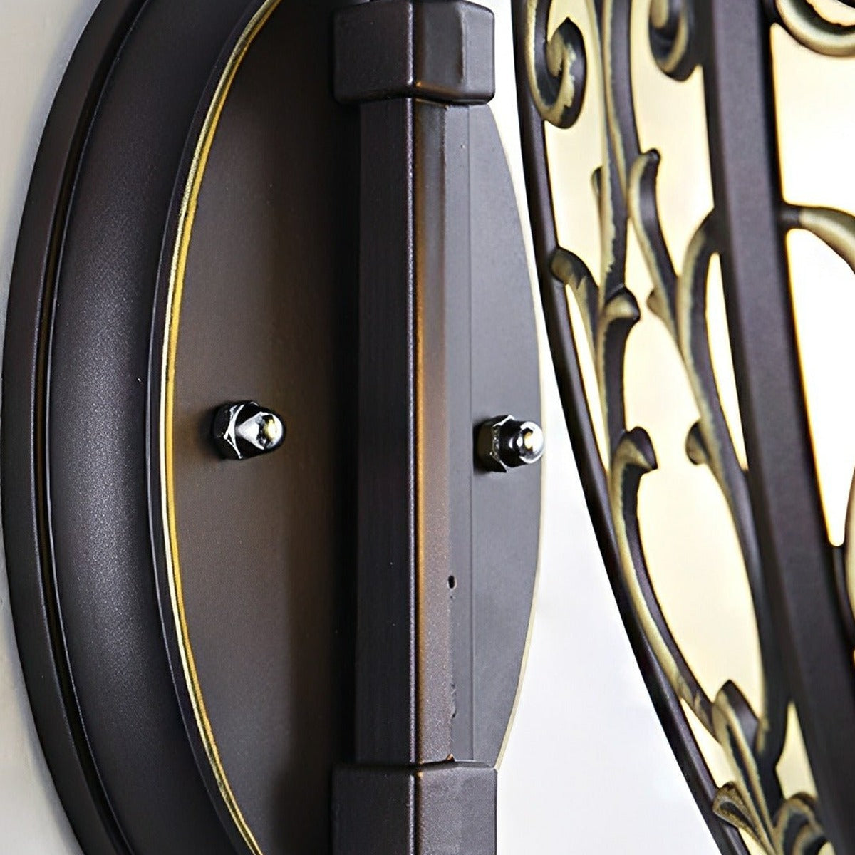 Floral Scroll Lantern Porch Light, Black Coffee Aluminum Wall Sconce 16