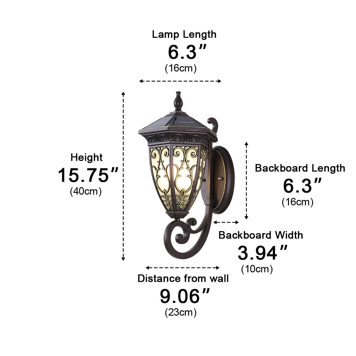 Floral Scroll Lantern Porch Light, Black Coffee Aluminum Wall Sconce 18