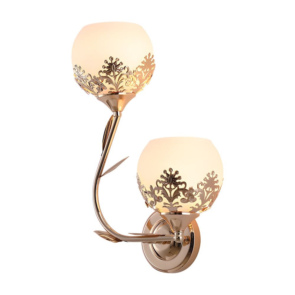 Blossom Glass Wall Sconce, Gold Metal Two Light Fixture