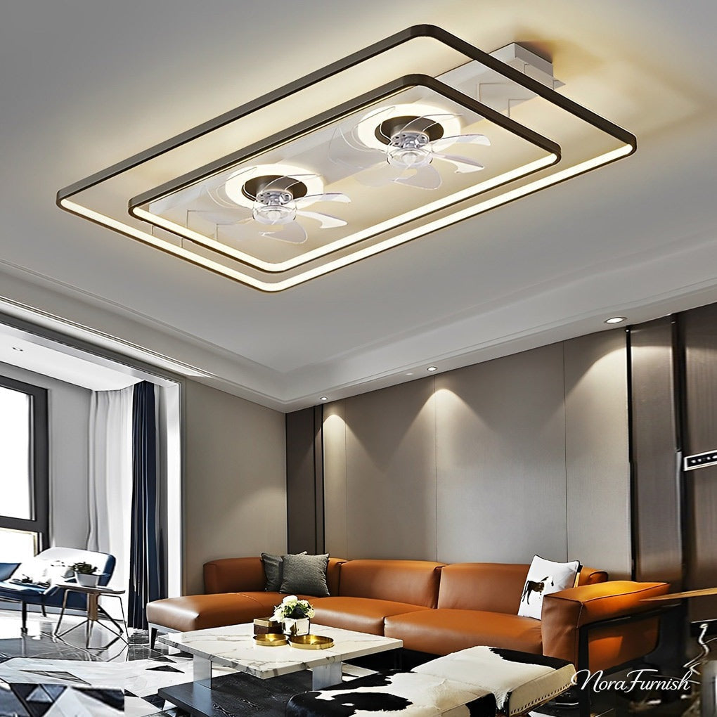 Bladeless Ceiling Fan Light, Black and Gold Acrylic LED Fixture, view 4