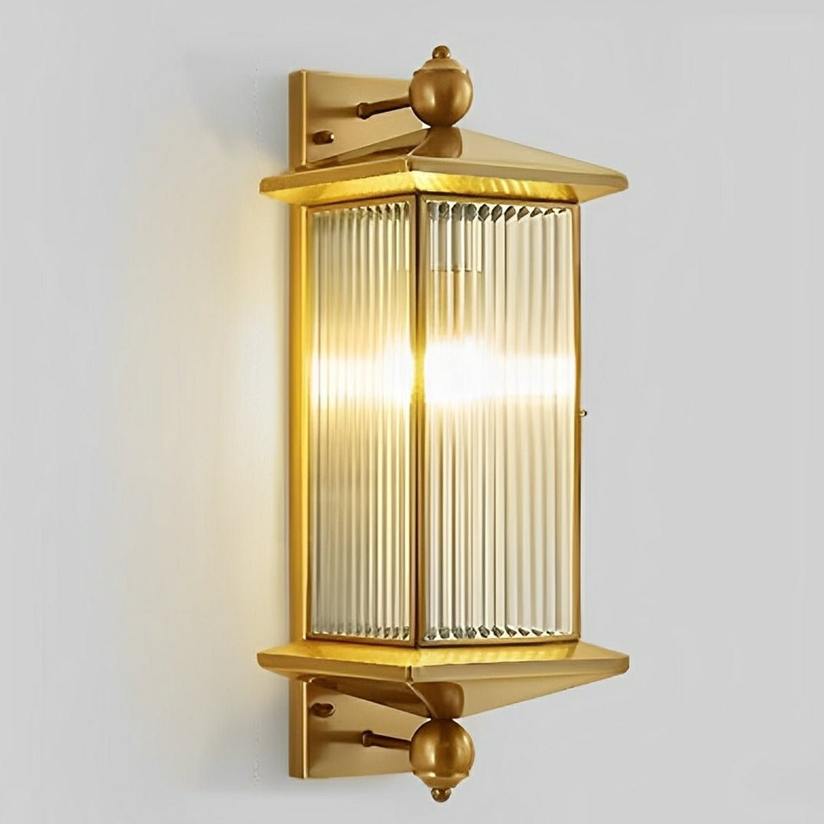 Fluted Column Lantern Wall Light, Copper Outdoor Porch Sconce 10