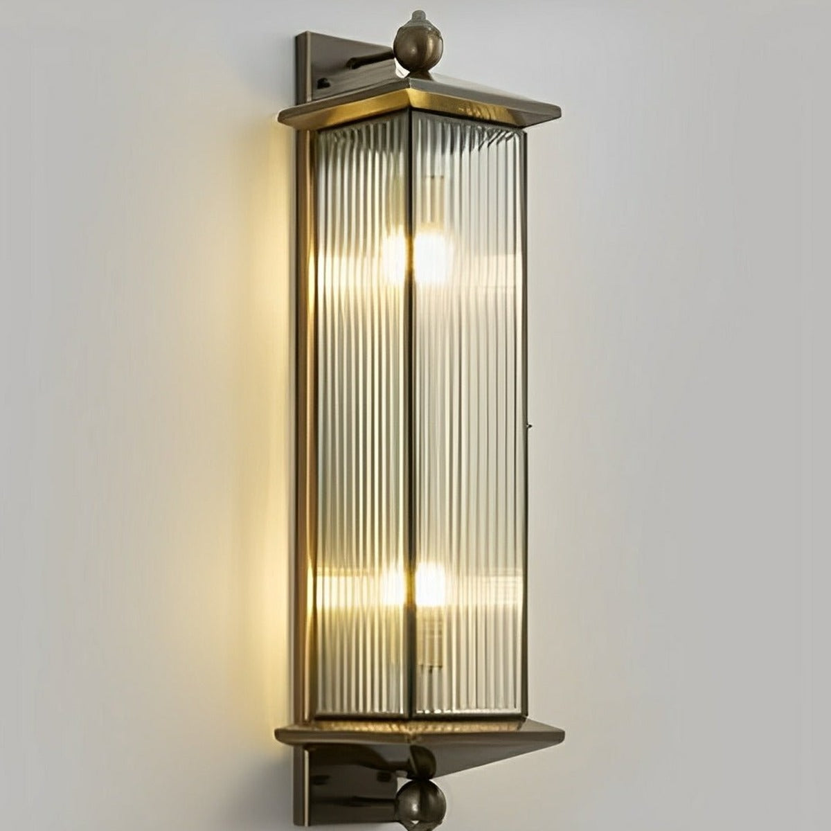 Fluted Column Lantern Wall Light, Copper Outdoor Porch Sconce 11