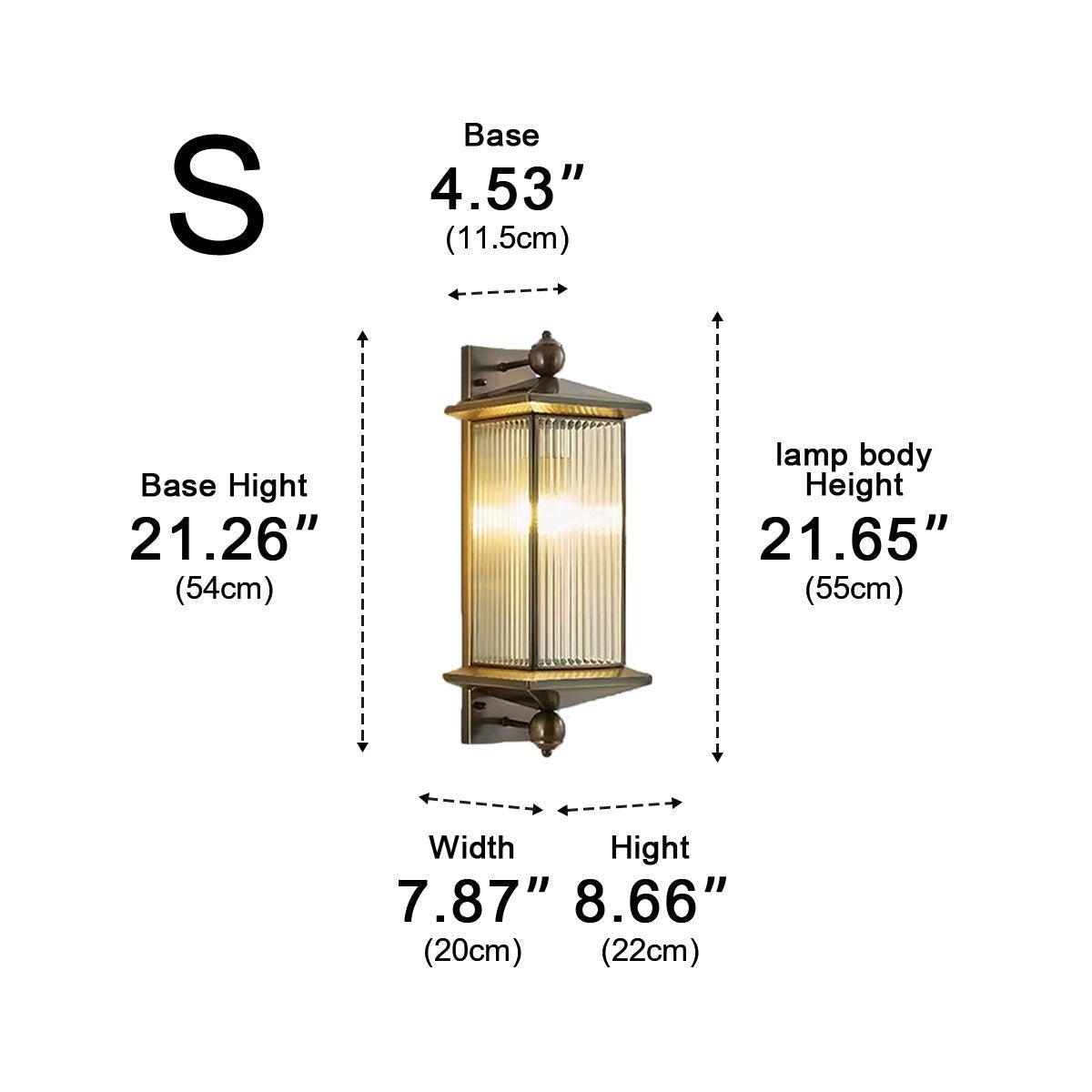 Fluted Column Lantern Wall Light, Copper Outdoor Porch Sconce 16