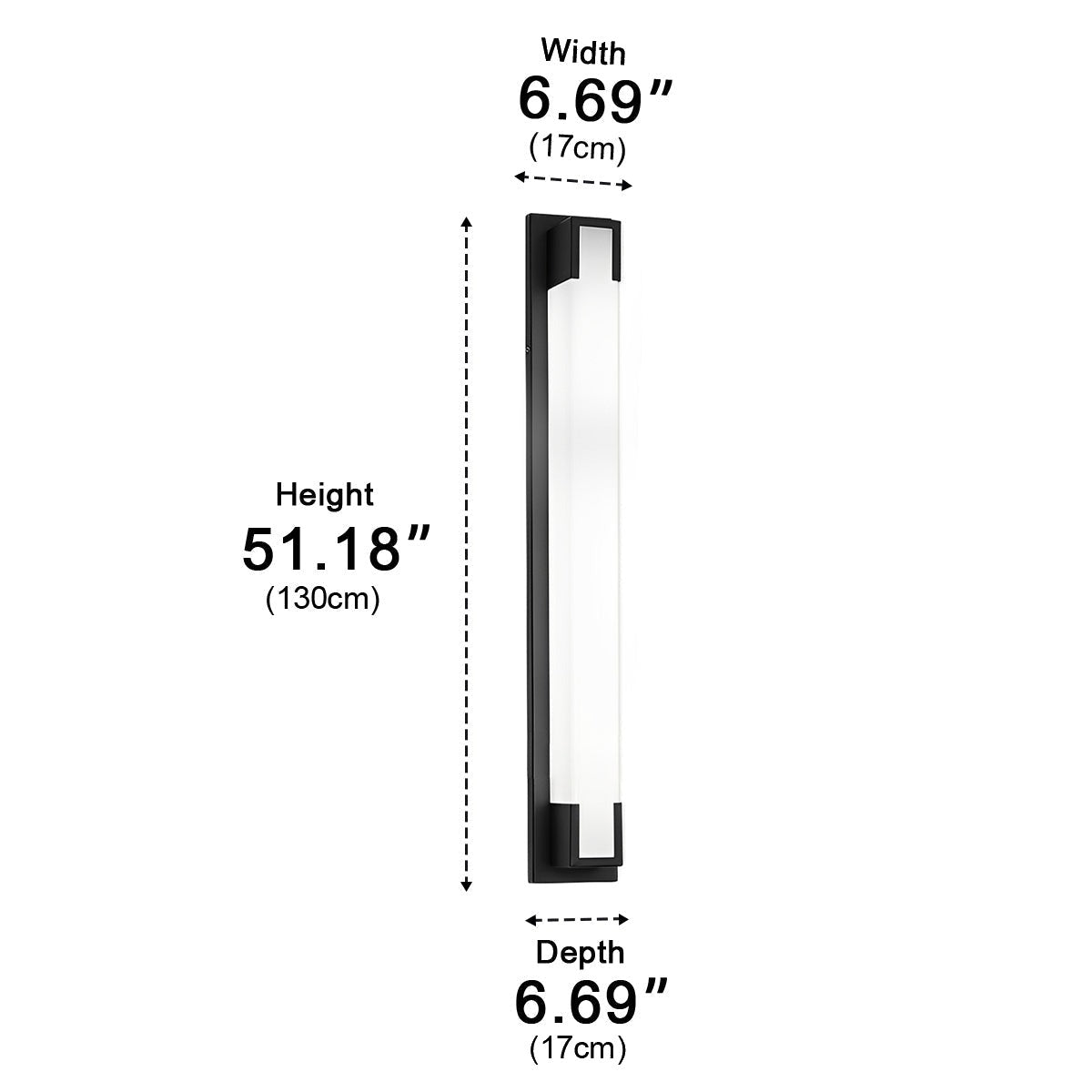 Framed Glow Bar Wall Light, Black Stainless Steel Outdoor Sconce 13
