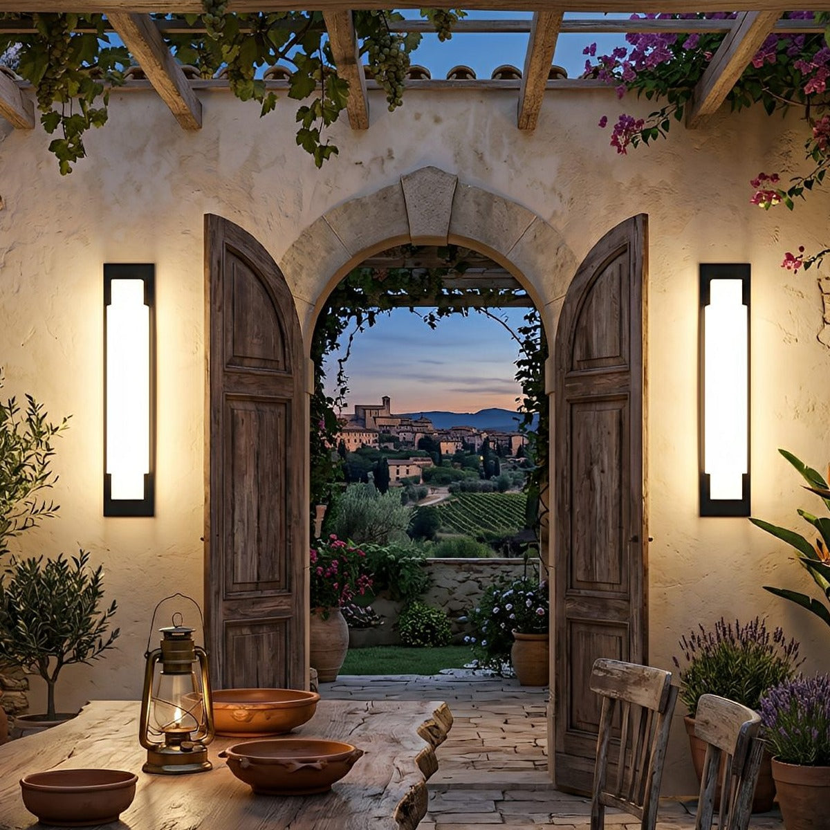 Framed Glow Bar Wall Light, Black Stainless Steel Outdoor Sconce 4