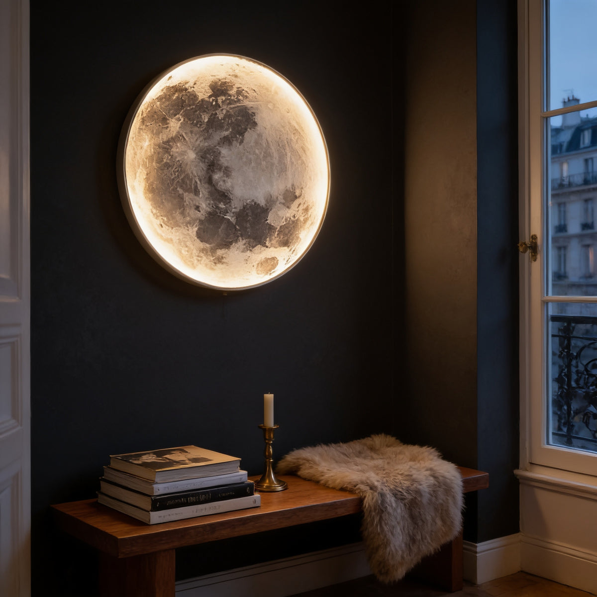 Full Moon Wall Lamp, 11.8 in, Warm White