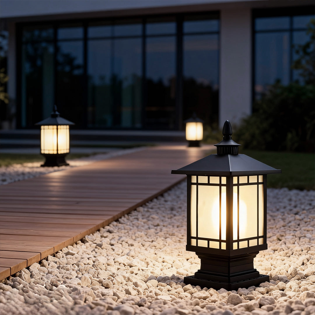Lantern Pillar Light, Die Cast Aluminum Fence Post Cap Light 3