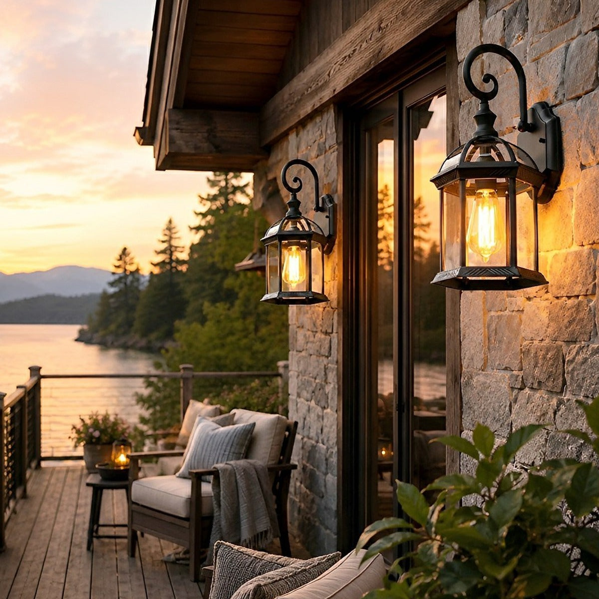 Gazebo Top Carriage Lantern, Black Aluminum Outdoor Wall Light