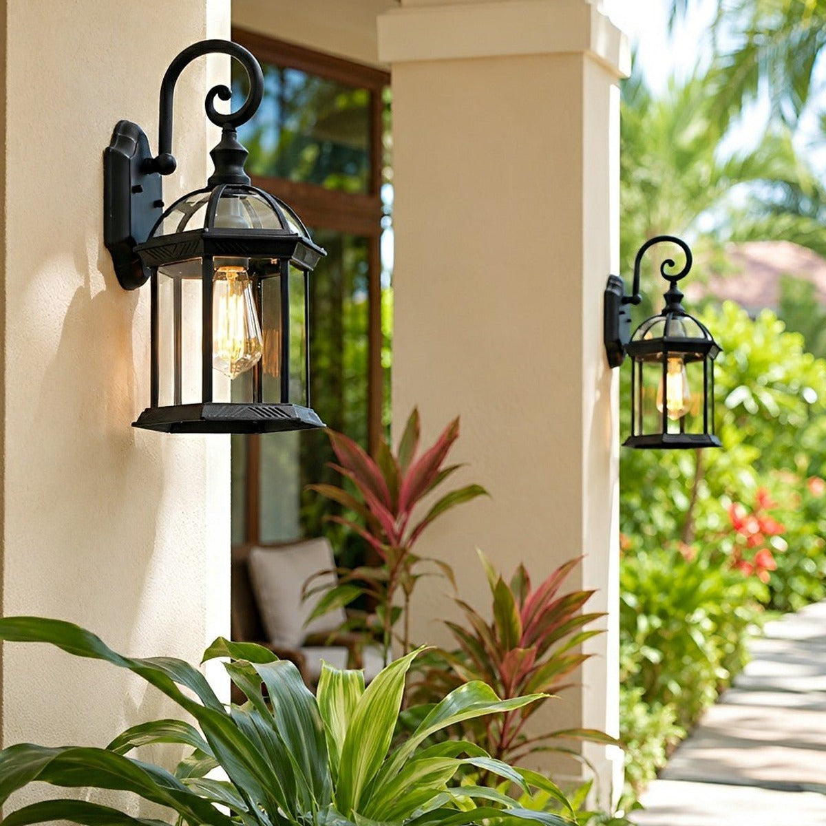 Gazebo Top Carriage Lantern, Black Aluminum Outdoor Wall Light 4