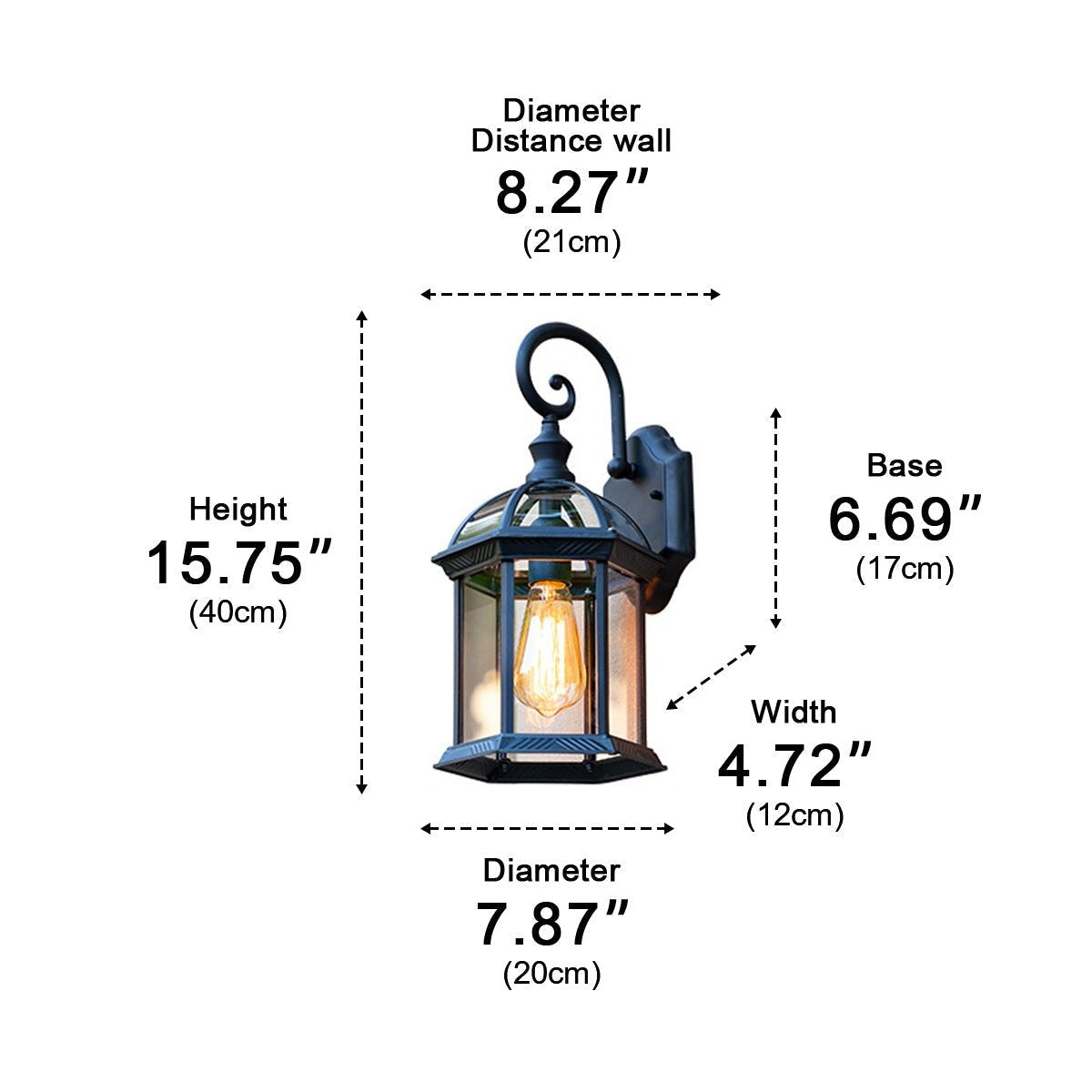 Gazebo Top Carriage Lantern, Black Aluminum Outdoor Wall Light 6