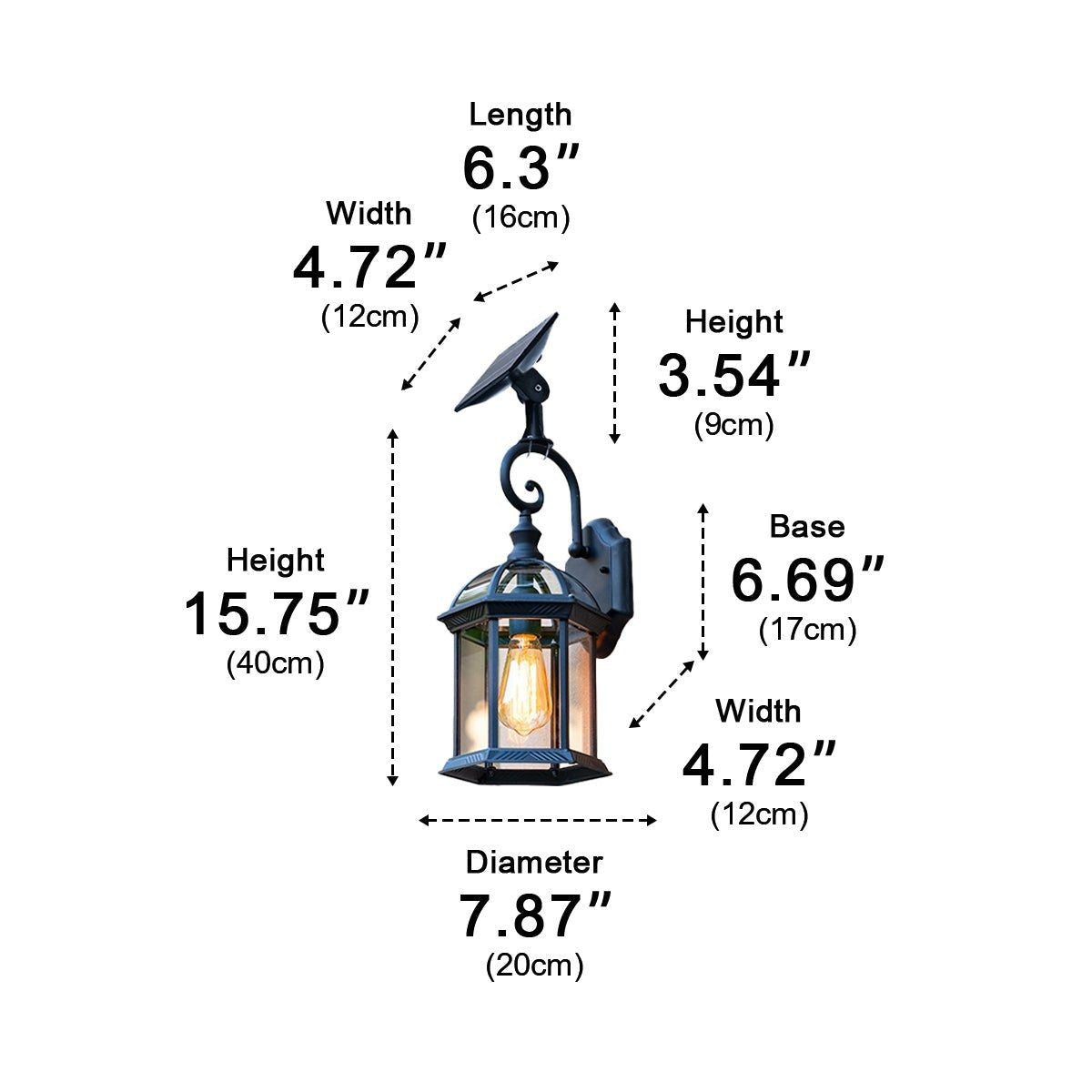 Gazebo Top Carriage Lantern, Black Aluminum Outdoor Wall Light 7