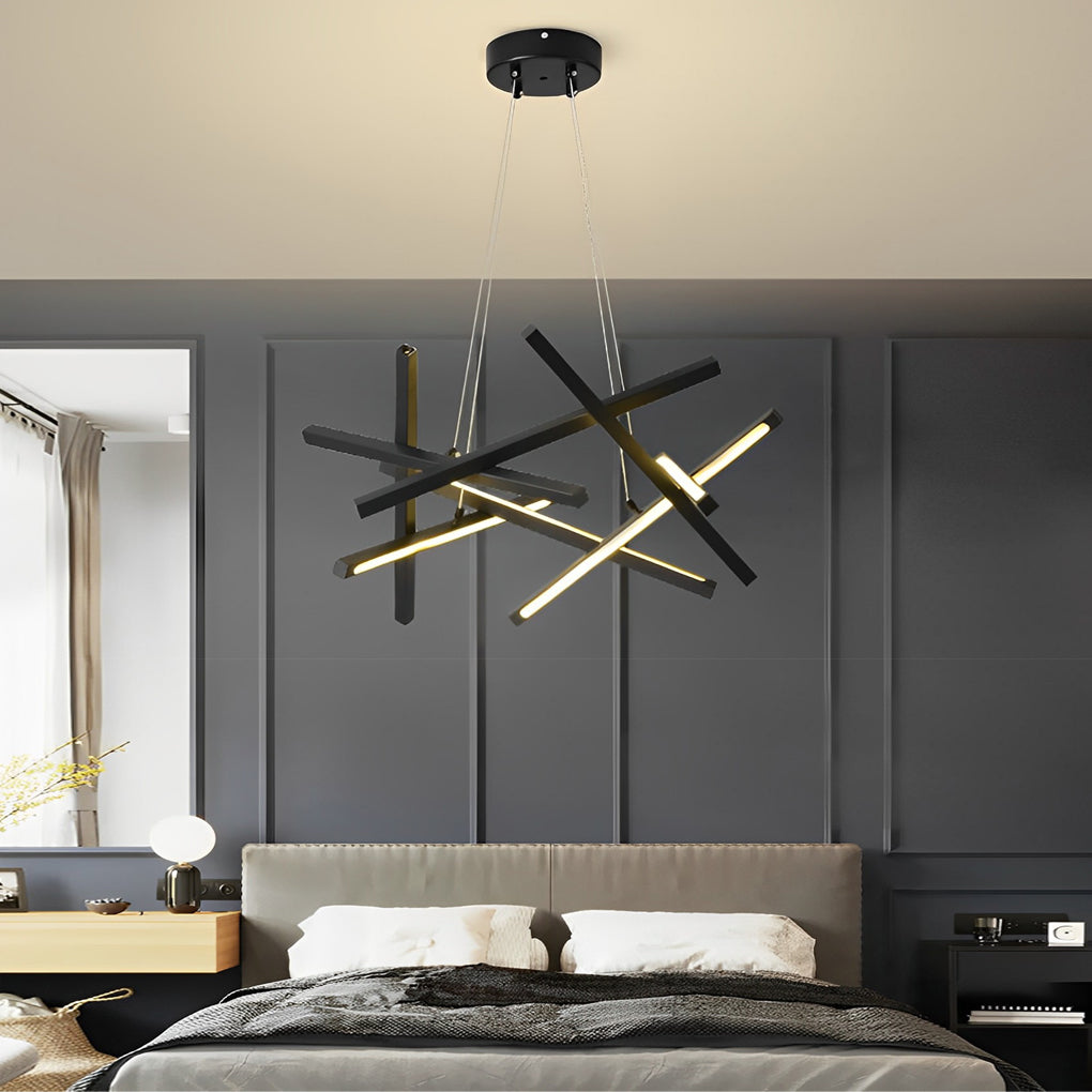 Geometric Cross Sputnik Chandelier, Iron and Acrylic LED