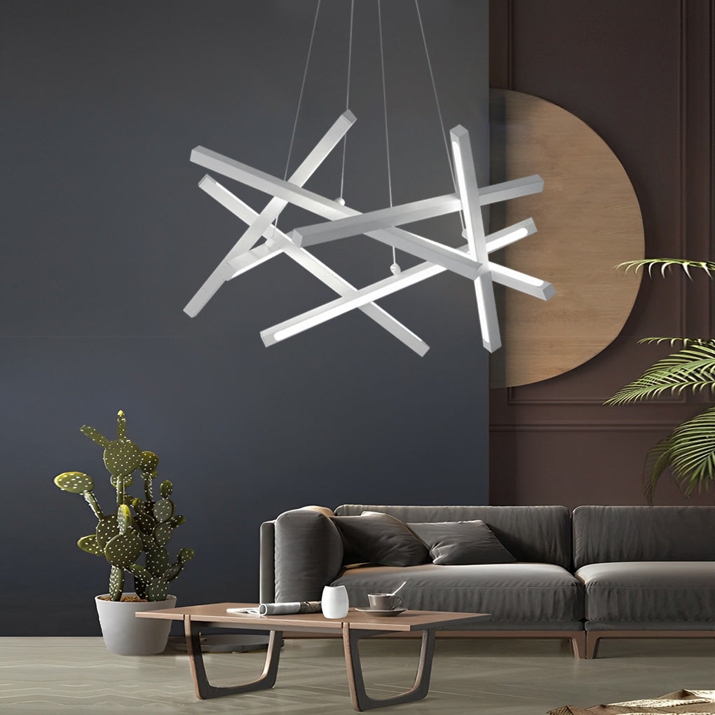 Geometric Cross Sputnik Chandelier, Iron and Acrylic LED