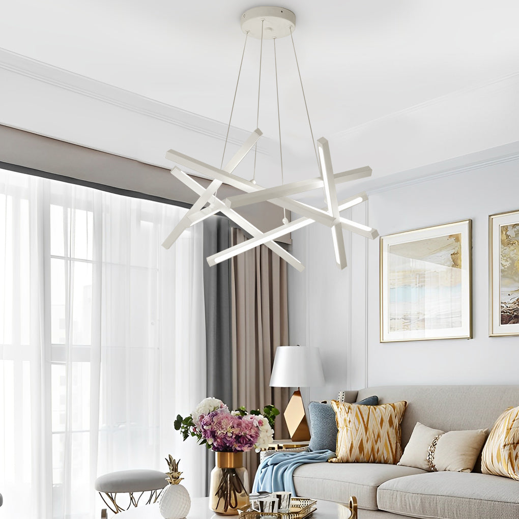 Geometric Cross Sputnik Chandelier, Iron and Acrylic LED