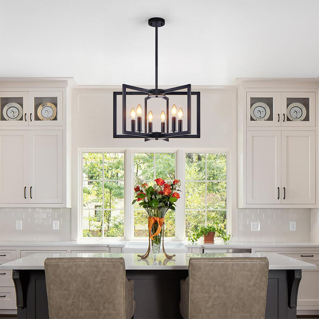 Open Frame Iron Candle Chandelier, Industrial Ceiling Light 2