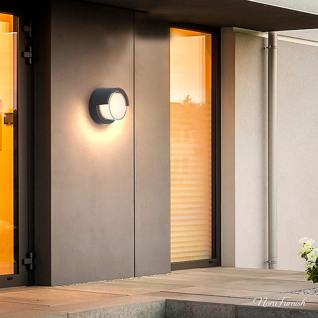 Geometric Round Wall Sconce, Cast Aluminum Outdoor Wall Light, view 7