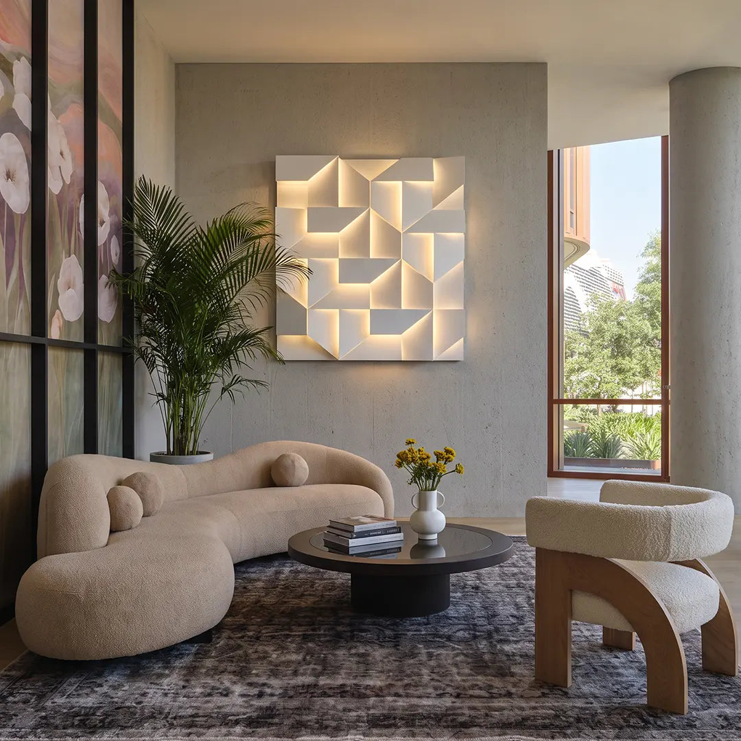 Folded Facet Wall Light, White Metal Sculptural LED Sconce