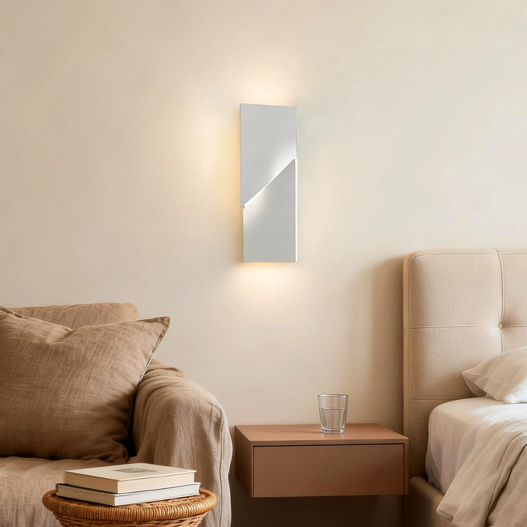 Folded Facet Wall Light, White Metal Sculptural LED Sconce
