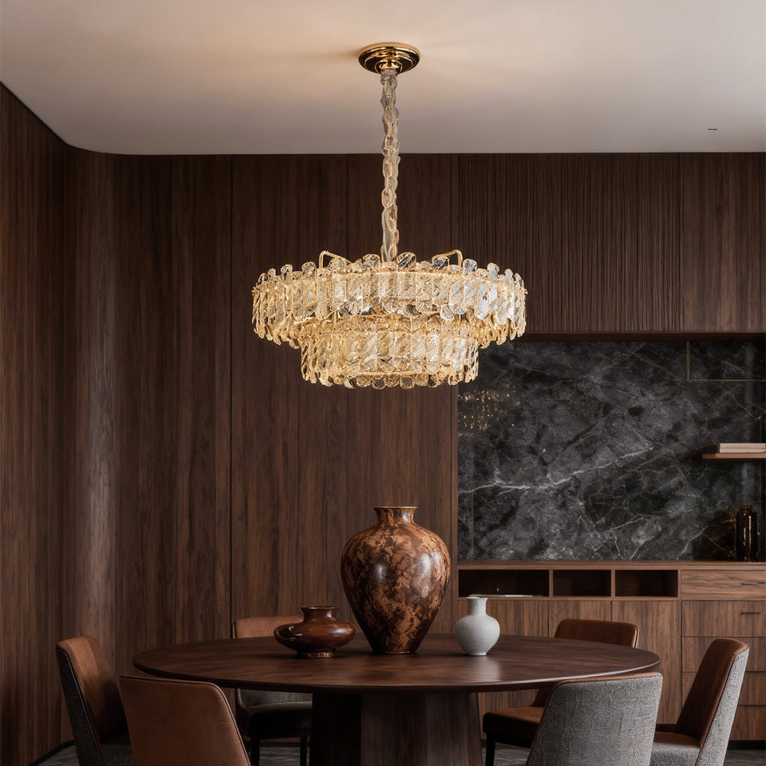 Nordic Crystal Chandelier, Carbon Steel Gold Ceiling Light, view 3