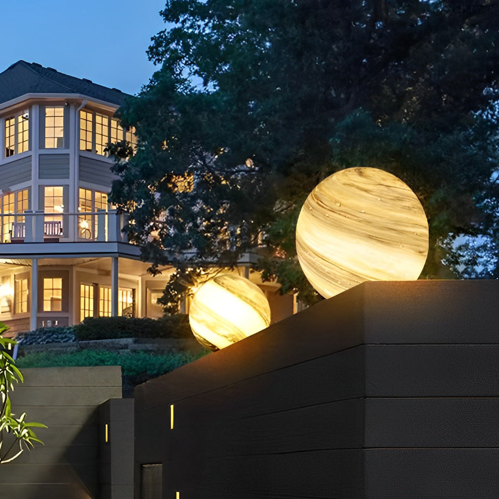 Planet Glass Globe Pillar Light, Die Cast Aluminum Post Light 4