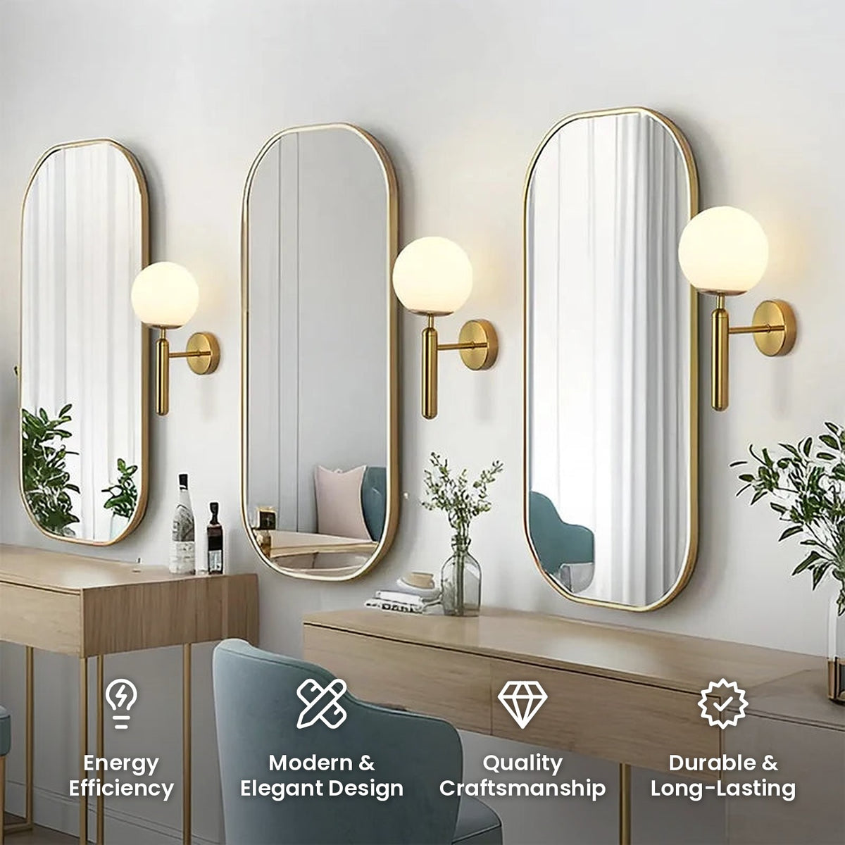 Globe Shade Bedside Wall Lamp: energy efficiency, modern and elegant design, quality craftsmanship, durable and long-lasting