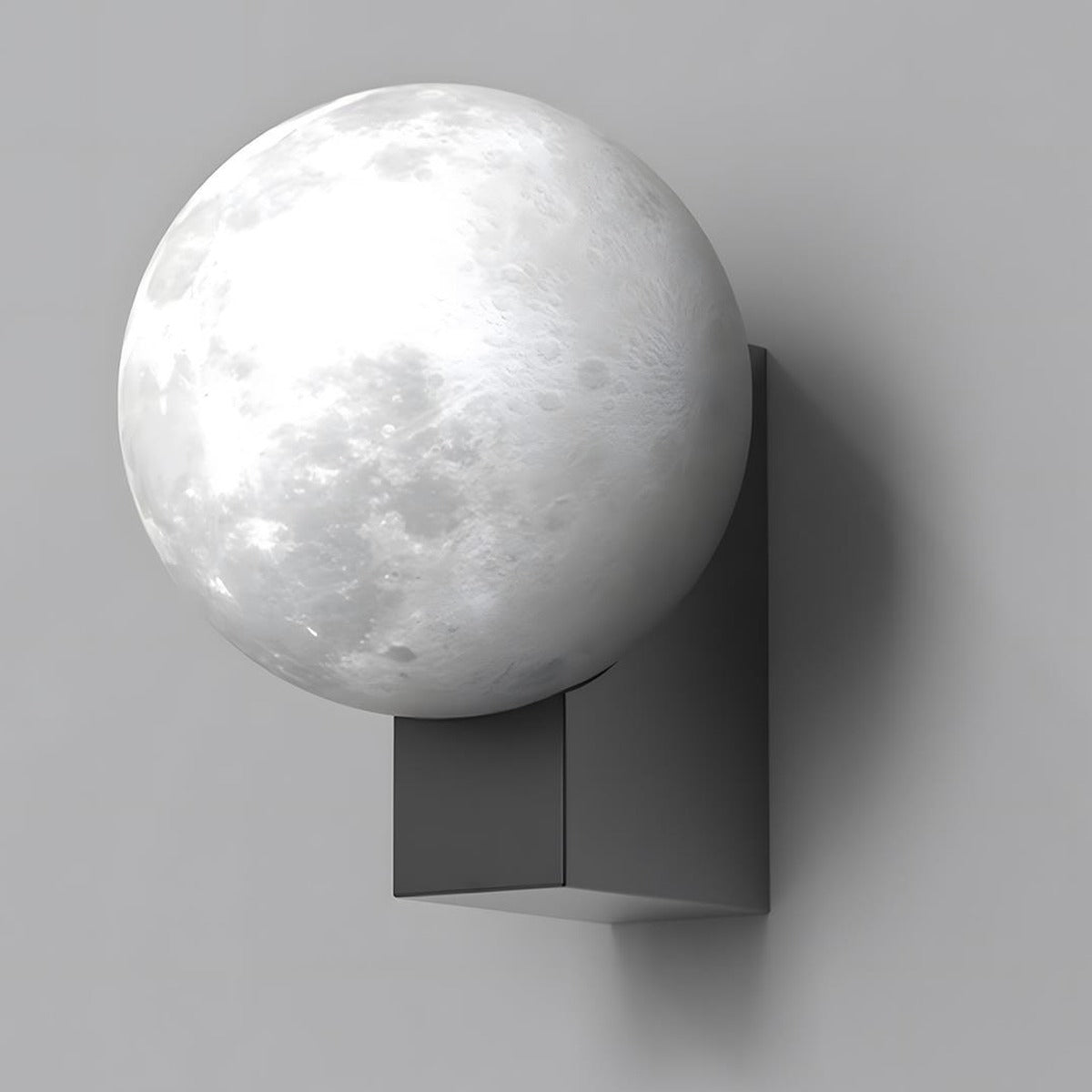 Glowing Moon Globe Wall Light, Black Steel Outdoor Wall Sconce 5