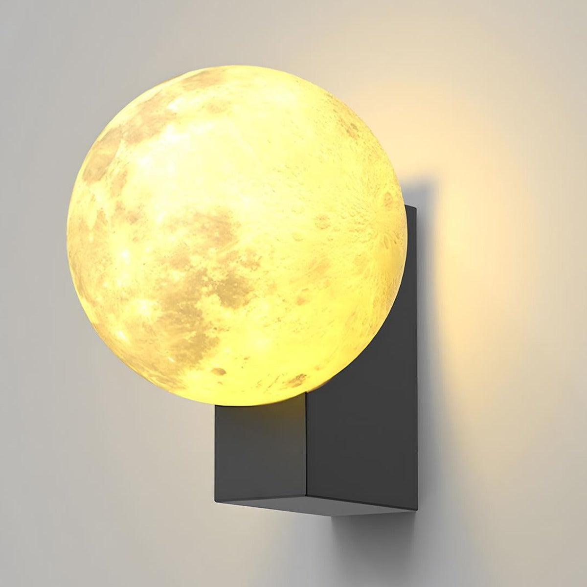 Glowing Moon Globe Wall Light, Black Steel Outdoor Wall Sconce 6