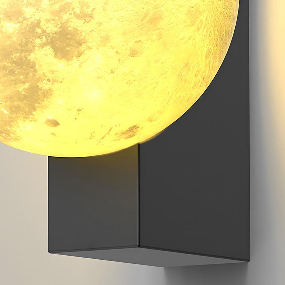 Glowing Moon Globe Wall Light, Black Steel Outdoor Wall Sconce 7