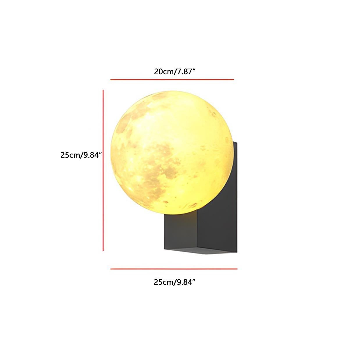 Glowing Moon Globe Wall Light, Black Steel Outdoor Wall Sconce 8