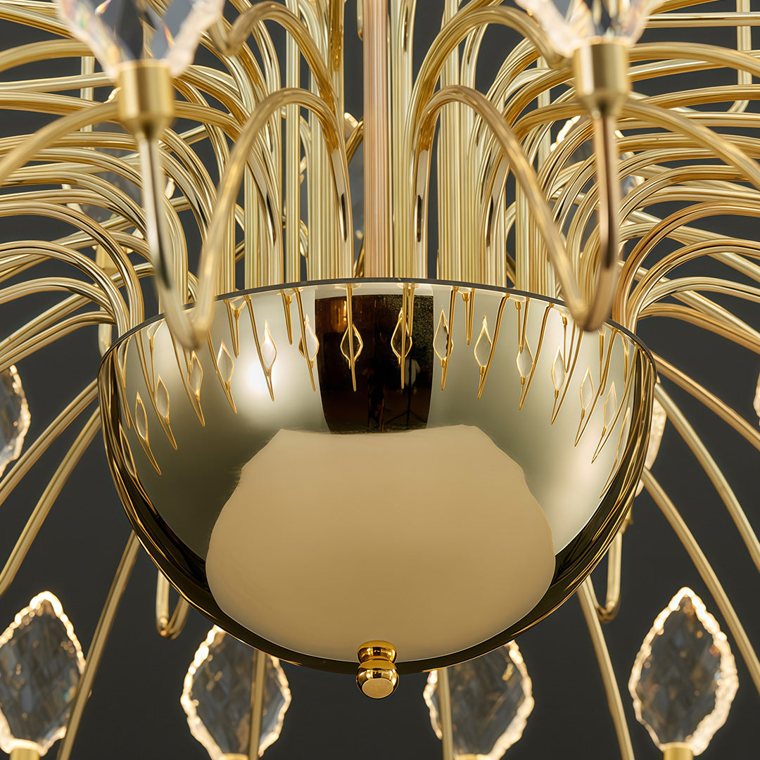 Crystal Plume Chandelier, Gold Iron French Ceiling Light 7