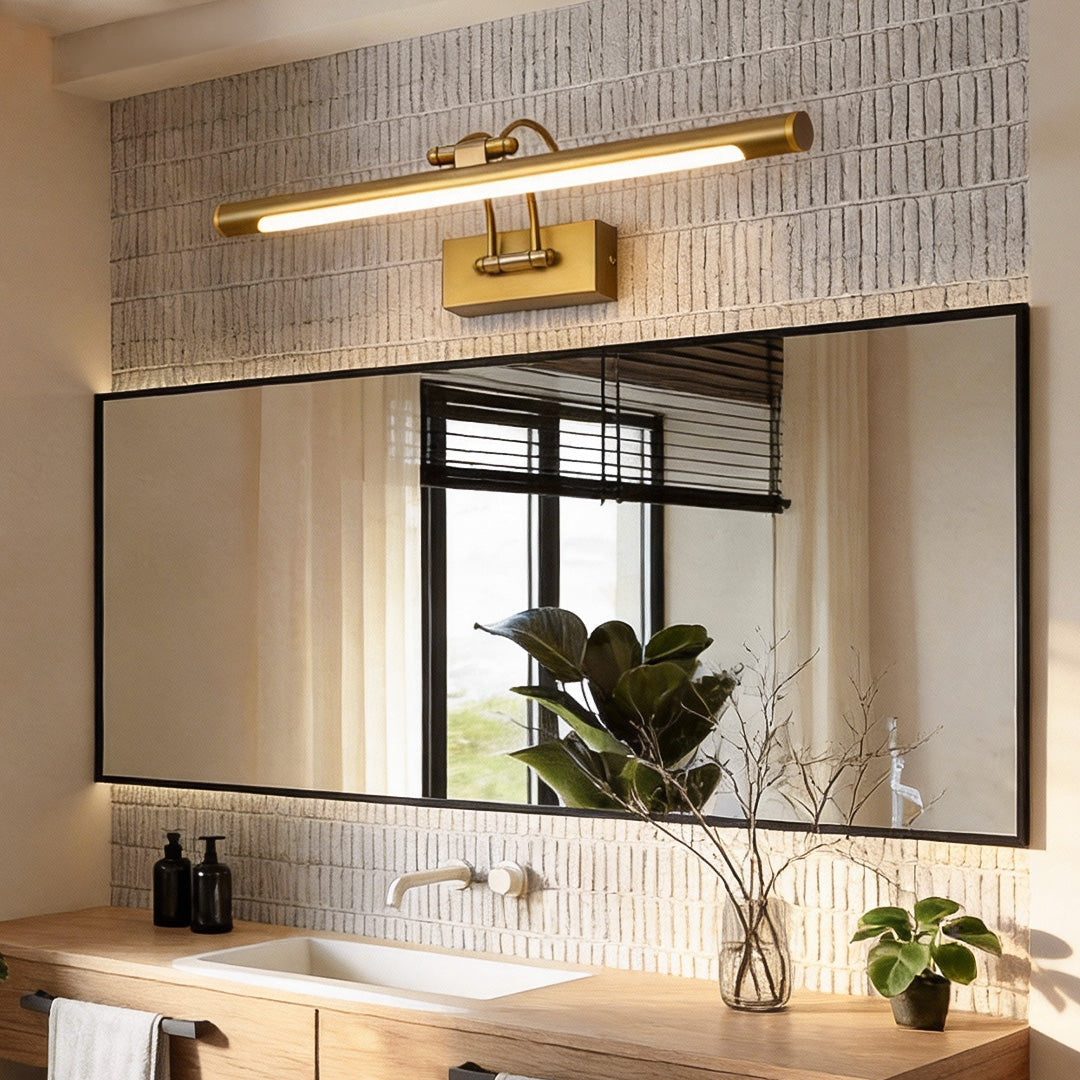 Pivot Head Vanity Light, Brushed Metal Bathroom Bar Light