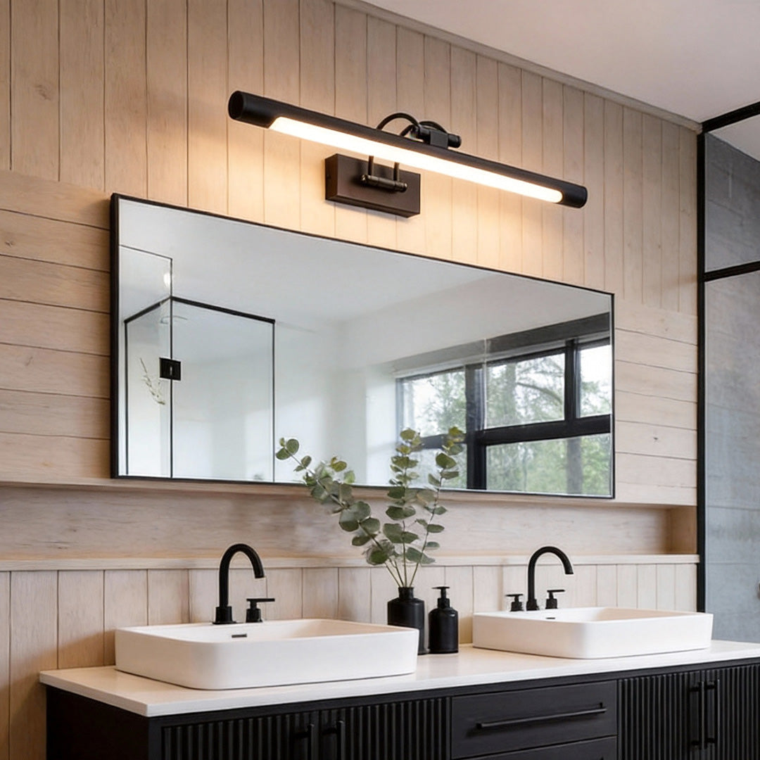 Pivot Head Vanity Light, Brushed Metal Bathroom Bar Light