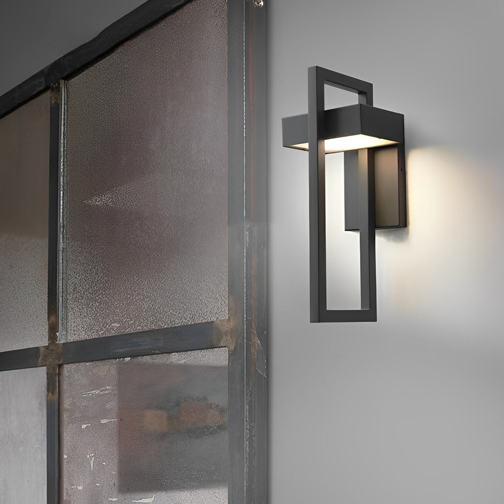 Open Frame Outdoor Wall Sconce, Black Stainless Steel LED Light 10