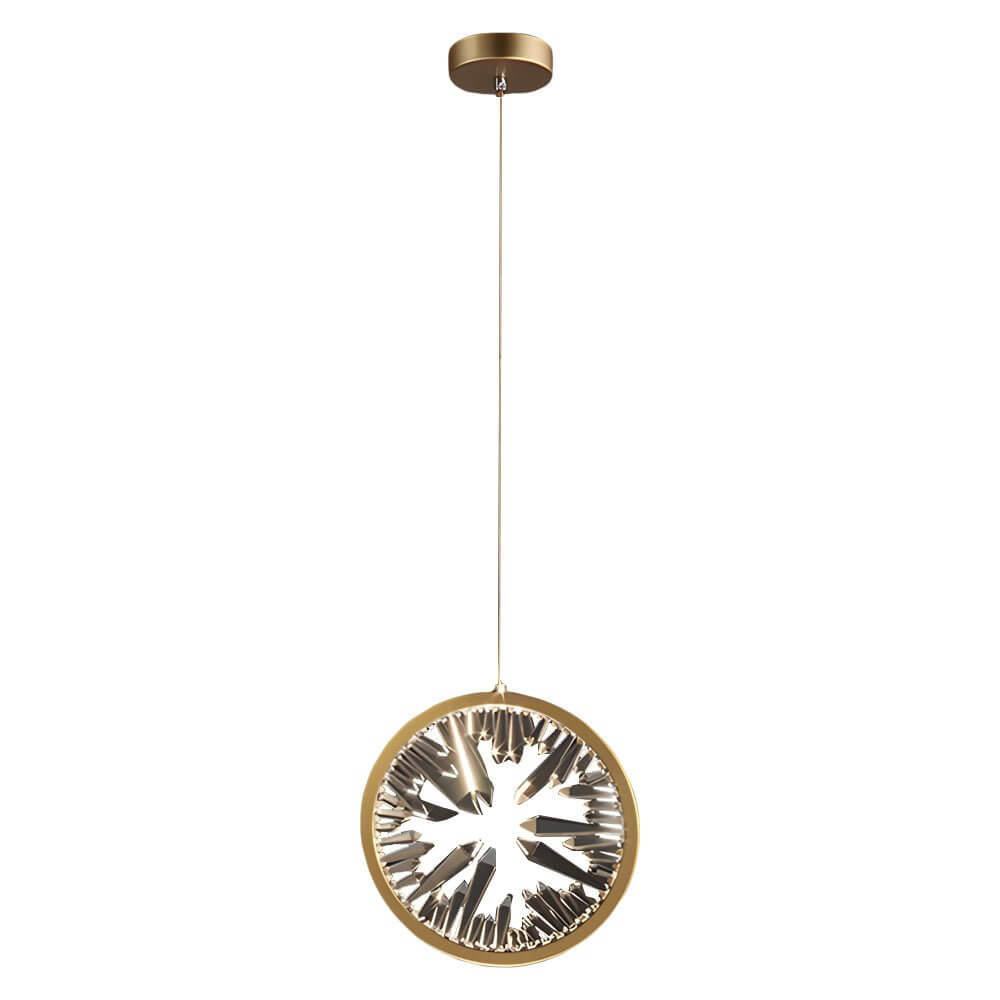 Starburst Crystal Ring Staircase Chandelier, Gold LED Pendant Light 7