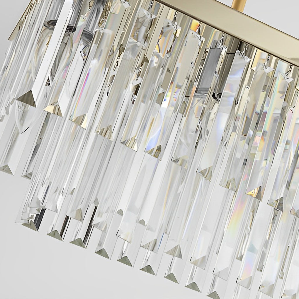 Gold Rectangular Crystal Chandelier, Linear Island Ceiling Light 9