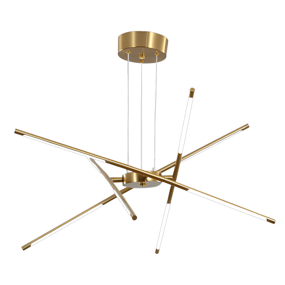 Stepless Dimming Sputnik Chandelier, Gold Rod LED
