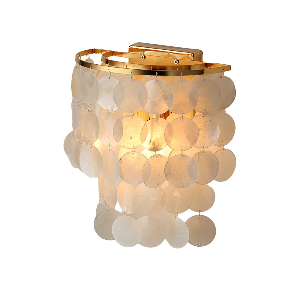 Capiz Shell Wall Sconce, Chrome and Gold Coastal Wall Light