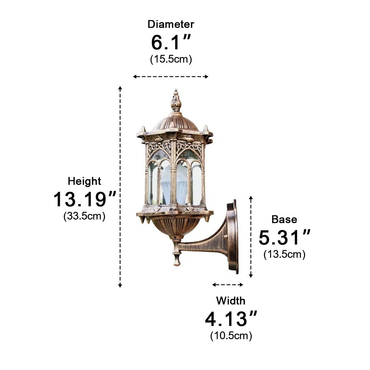 Gothic Gazebo Lantern Porch Light, Aluminum and Glass Sconce 10